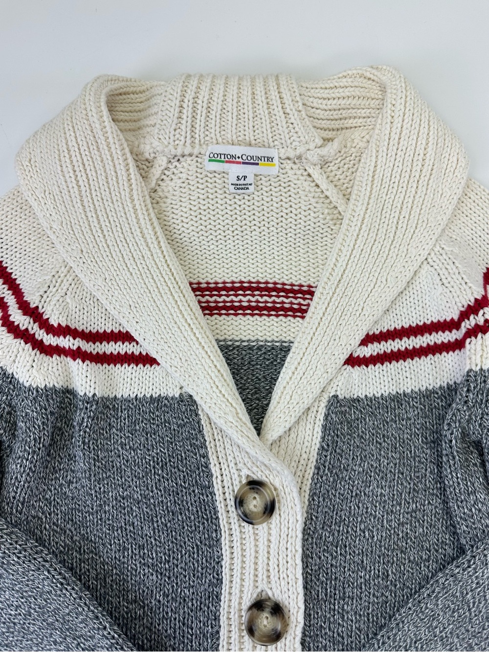 Cotton Country Parkhurst Cabin Cardigan Shawl Collar Cotton Knit Small Cabincore - Picture 7 of 11
